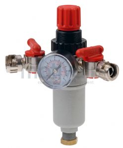 Twin Outlet Air Compressor Regulator with Integrated Pressure Gauge