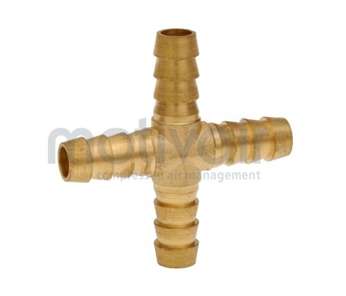 Hose Tail Cross - Brass 1/4