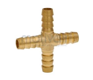 Hose Tail Cross - Brass 1/4